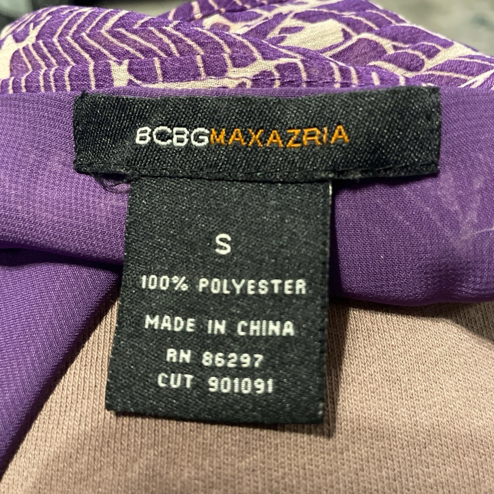 Bcbgmaxazria Purple Leaf Pattern Blouse - image 5